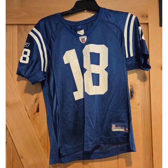 Peyton Manning 18 Indianapolis Colts Jersey Sz L Blue White NFL Football Reebok - Picture 1 of 12